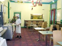 The restaurant is a comfortable place to eat and chat with friends