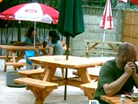 Enjoy a drink in the beer garden at Bridge Park Hotel