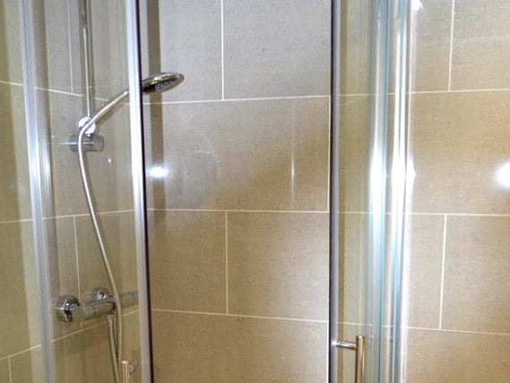 A typical shower system at Lexham Gardens Hotel