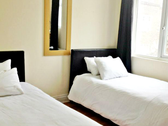 A twin room at City View Hotel Roman Road Market is perfect for a two guests