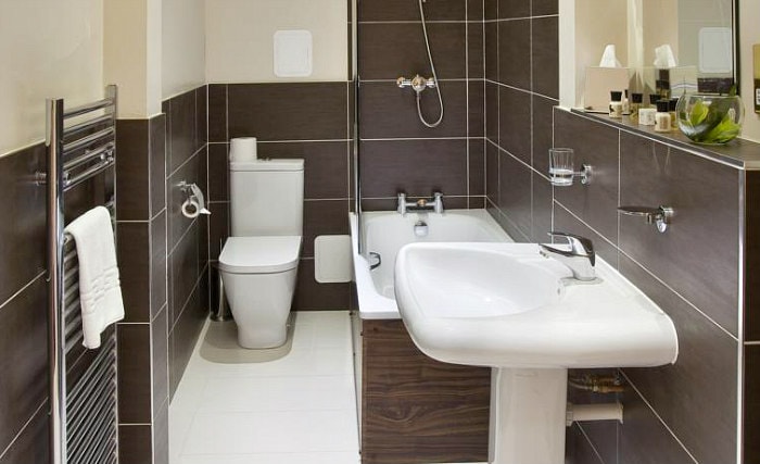 Relax in the private bathroom in your room