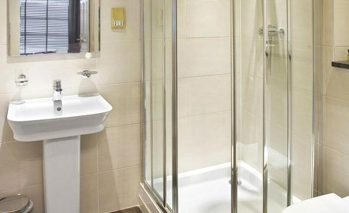 A typical shower system at The Ballantrae Hotel