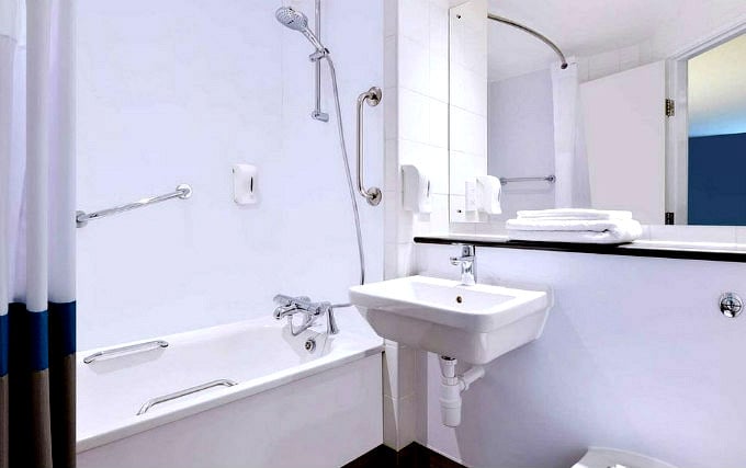 A typical bathroom at Travelodge Covent Garden