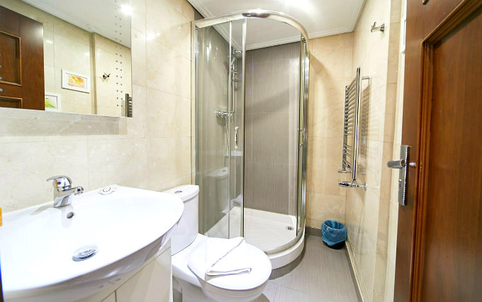 A typical shower system at Hyde Park Budget Suites
