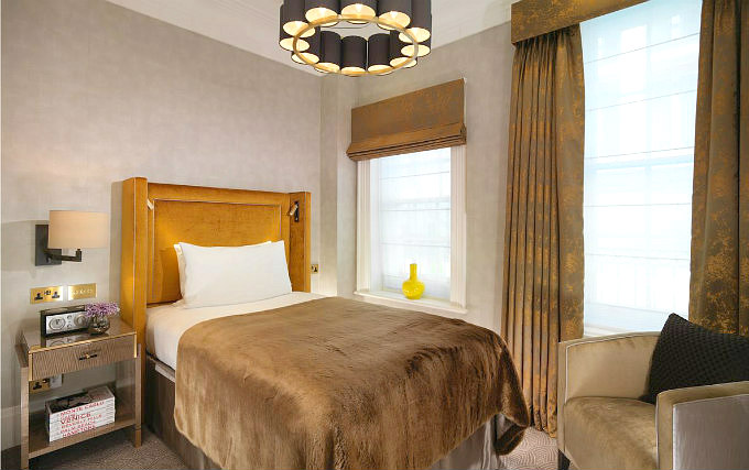 A typical single room at Flemings Mayfair Hotel