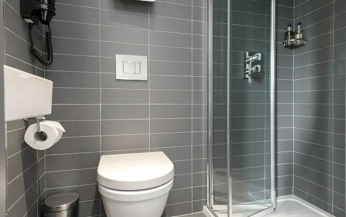 A typical shower system at Mowbray Court Hotel