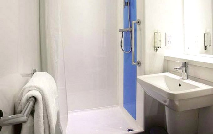 A typical shower system at Travelodge London Central Aldgate East Hotel