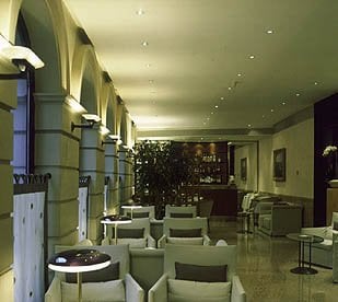 The attractive lobby at the Halkin Hotel