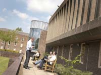 The Durham University Business School is built around a central quadrangle, perfect for relaxing in