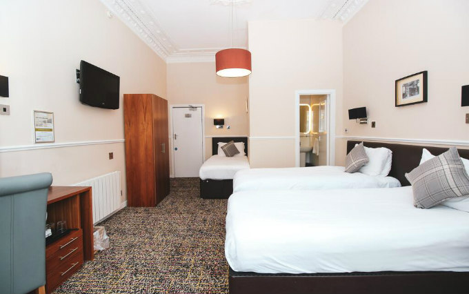 A typical triple room at Kelvingrove Hotel Glasgow