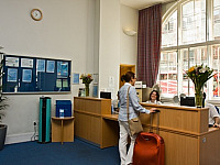 The friendly reception desk, where staff will be keen to help
