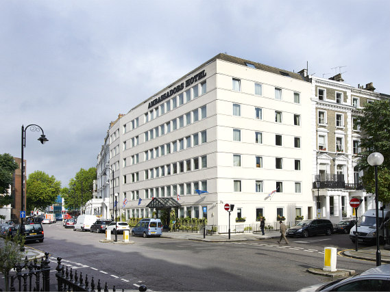 An exterior view of Ambassadors Hotel