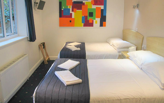 A typical quad room at Alhambra Hotel