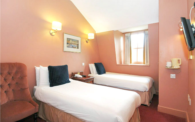 A twin room at Castleton Hotel