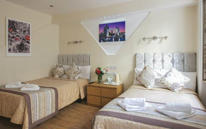 A typical quad room at Linden House Hotel