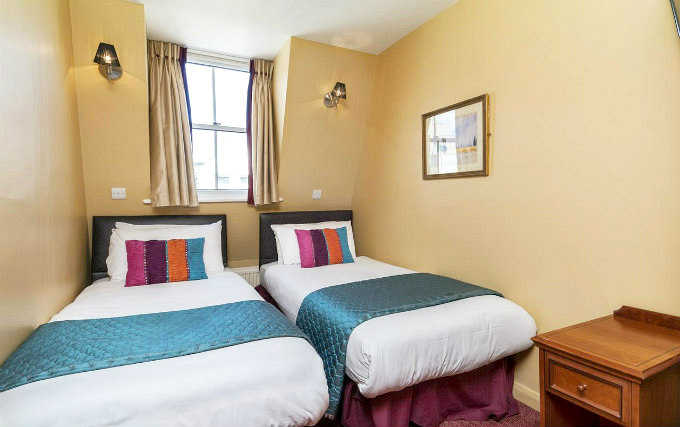 A twin room at Crownwall Hotel