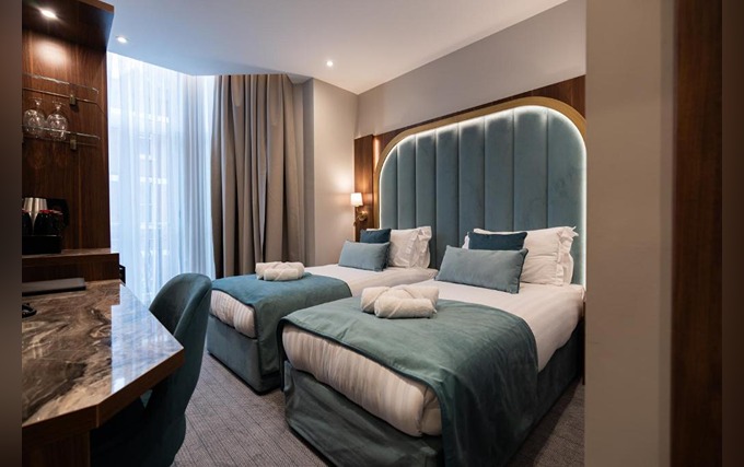 A comfortable twin room at St Mark Hotel London