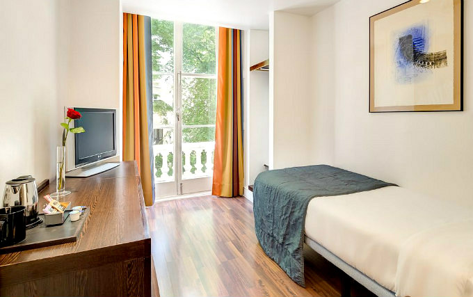 A typical single room at Caesar Hotel London