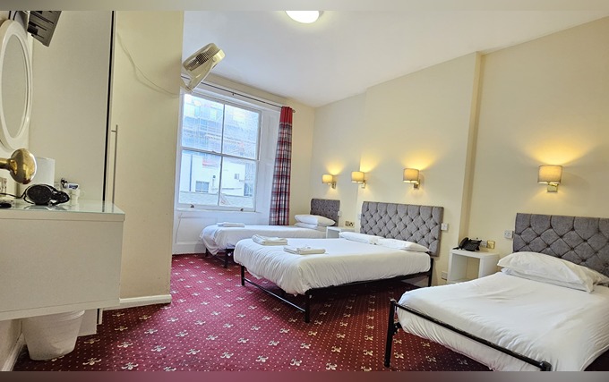 A typical quad room at Hyde Park Court Hotel