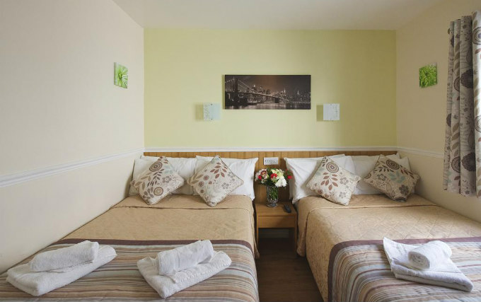 A typical quad room at Linden House Hotel