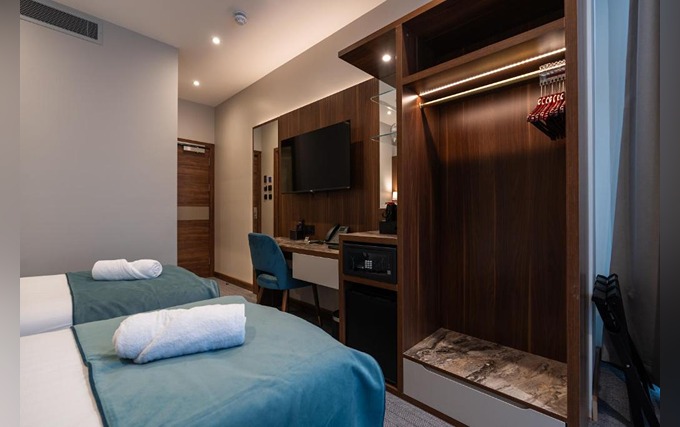 A typical twin room at St Mark Hotel London