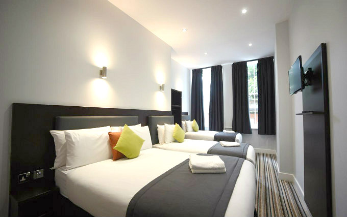 A typical quad room at Trebovir Hotel London