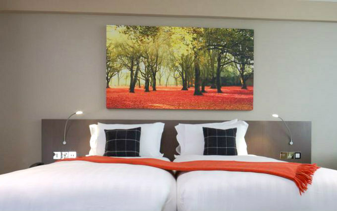 A twin room at City Hotel London