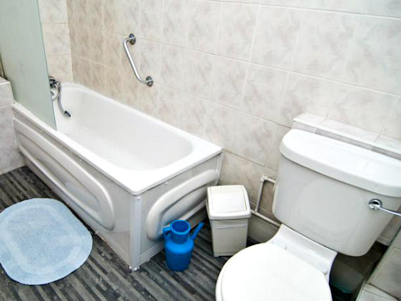 Relax in the private bathroom in your room