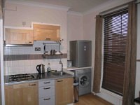 The kitchen in a large studio