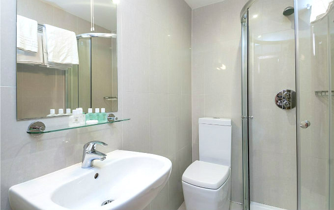 A typical shower system at Trebovir Hotel London