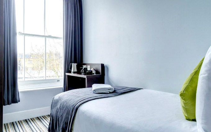 A typical single room at Trebovir Hotel London