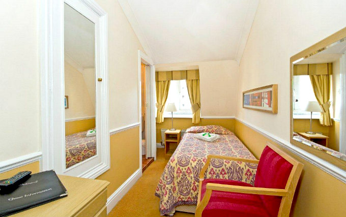 A single room at Admiral Hotel London