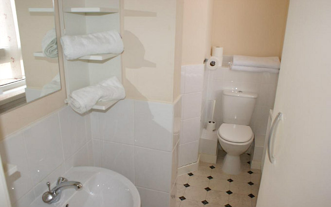 A typical bathroom at The Beachcomber Hotel