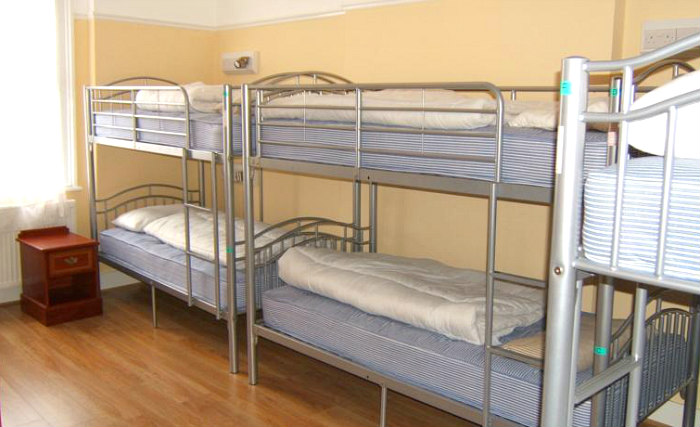 A typical dorm room at London Lodge Hostel