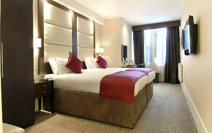 A twin room at Grand Royale London Hyde Park