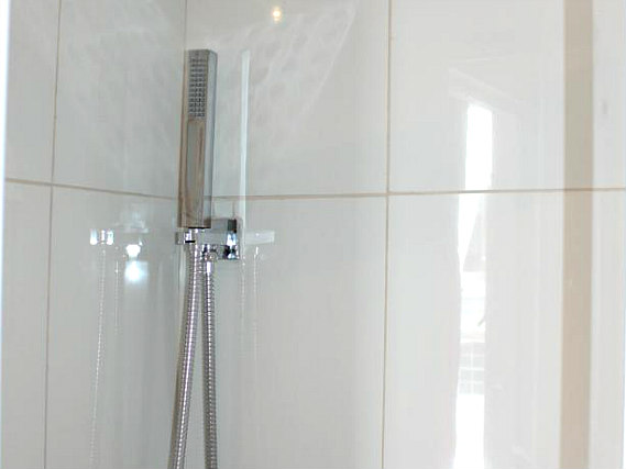 A typical shower system at Earls Court Garden Hostel