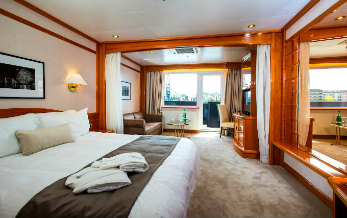 A comfortable double room at Sunborn Yacht Hotel