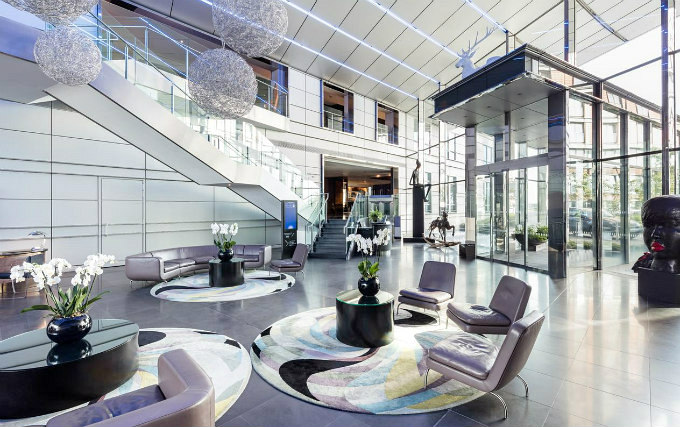 The hallway at Radisson Blu Edwardian New Providence Wharf Hotel