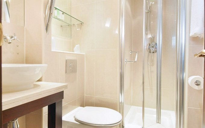 A typical shower system at Ramsees Hotel