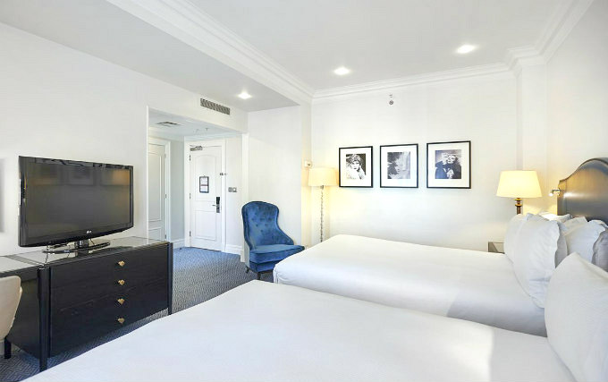 A typical quad room at The Waldorf Hilton London