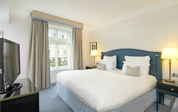 A typical double room at The Waldorf Hilton London