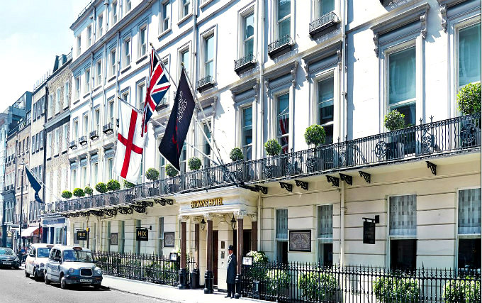 The exterior of Rocco Forte Brown's Hotel