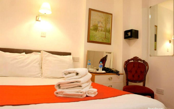 A typical double room at Plaza London Hotel