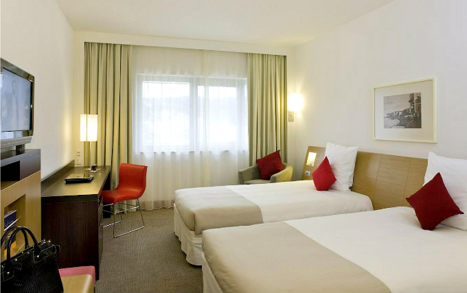 A twin room at Novotel London West