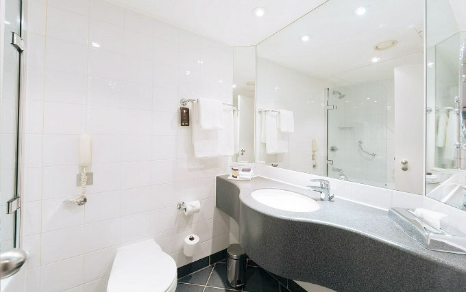 A typical bathroom at Le Meridien Gatwick