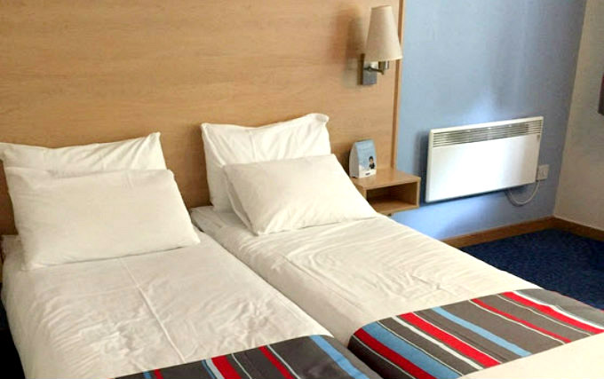 A typical twin room at Travelodge Covent Garden