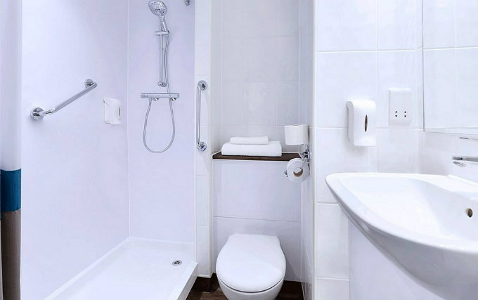 A typical shower system at Travelodge Farringdon