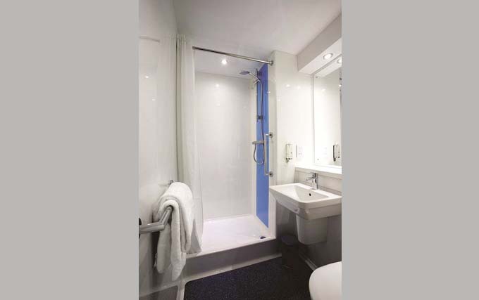 A typical shower system at Travelodge London Battersea