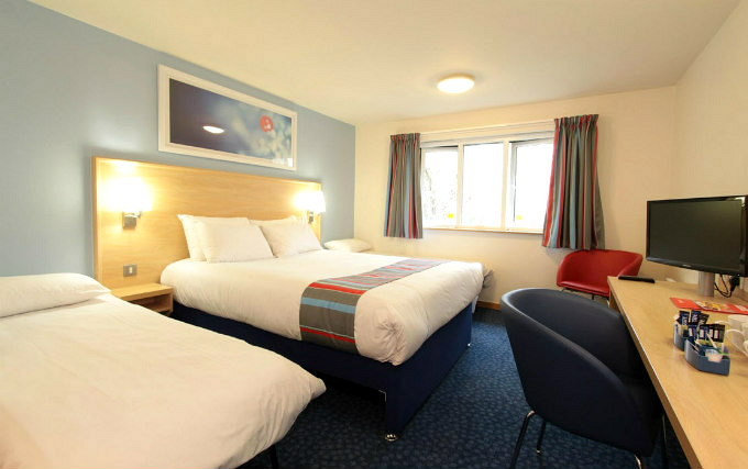 A typical quad room at Travelodge London Docklands