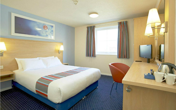 A double room at Travelodge London Docklands